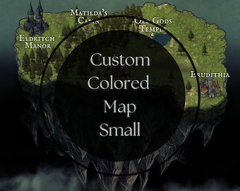 Custom Colored Fantasy World Map: RPG, DND Campaign (Digital Download)