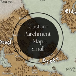Custom Parchment Fantasy Book Map | Small | Roleplaying Map | DND Campaign Map | Worldbuilding