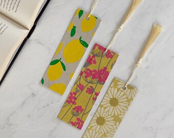Spring Bookmarks, Spark Marks Lemon Floral Bookmarks With Tassels, Eco Friendly Bookmark