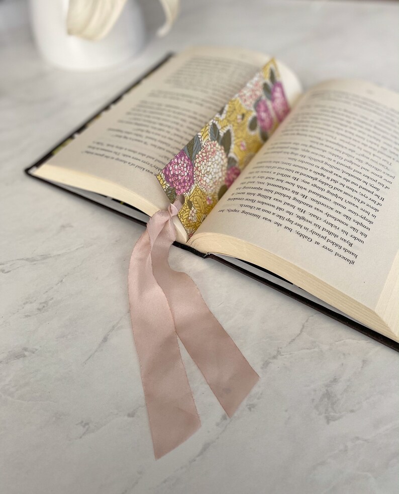 Silk Ribbon Bookmarks Japanese Bookmarks, Sakura and Primrose Floral Art Designs, SparkMarks Handmade Bookmarks, Mothers Day Gift primrose/yellow