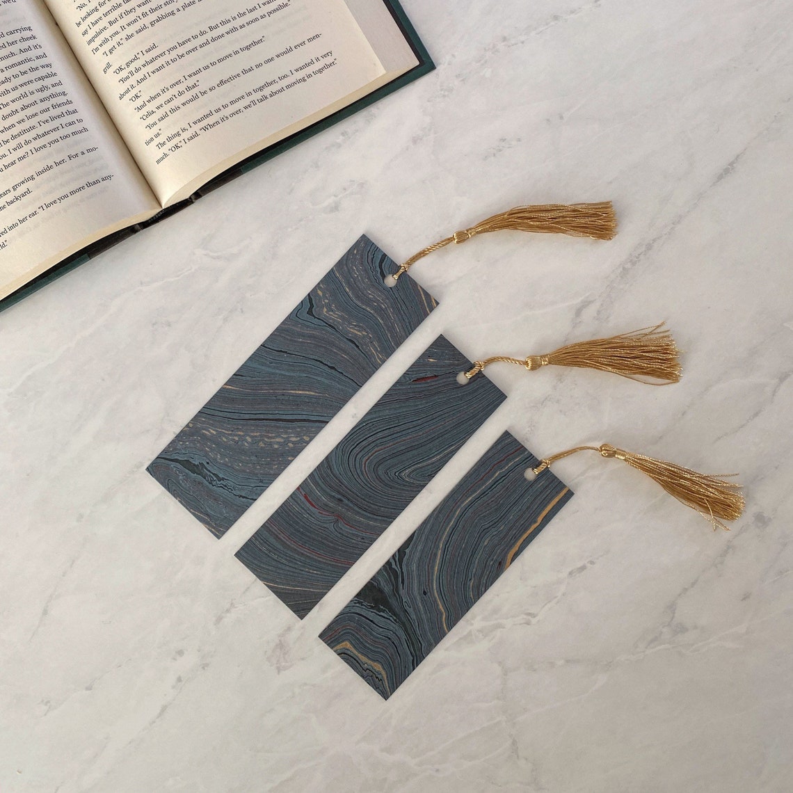 Marble Bookmarks Bookmark with Tassel Thick and Sturdy Gift | Etsy