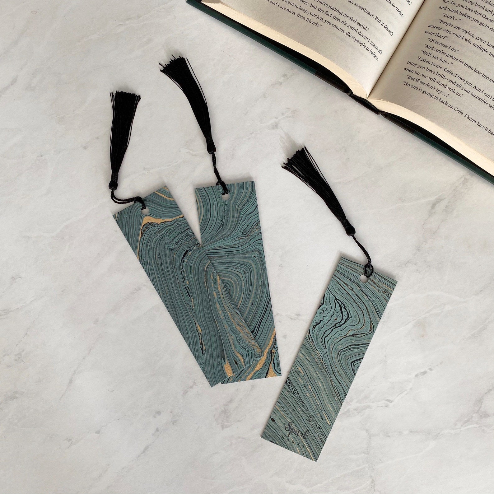 Marbled Bookmarks SparkMarks Handmade Bookmark Marble Etsy