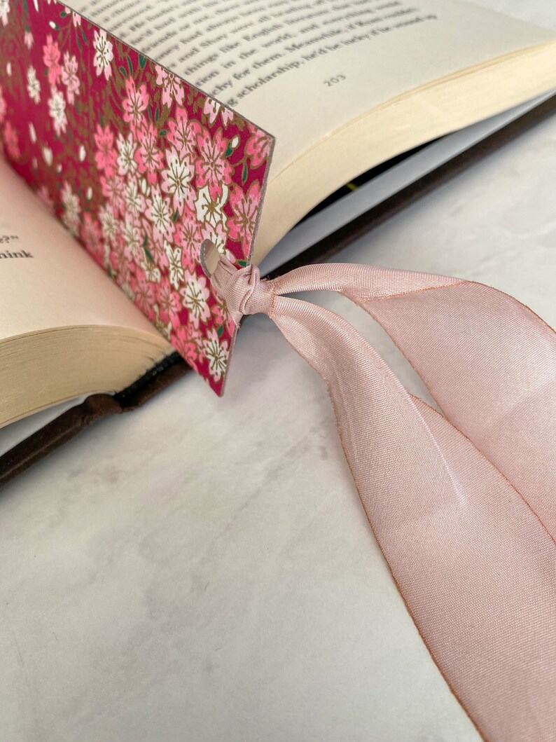 Silk Ribbon Bookmarks Japanese Bookmarks, Sakura and Primrose Floral Art Designs, SparkMarks Handmade Bookmarks, Mothers Day Gift image 7