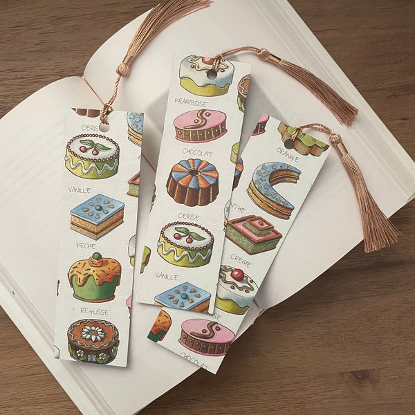 Cakes Bookmark, Retro Decorative Cakes Bookmark with Tassel, Yummy Dessert Confections Gift for Baker, Cookbook Kitchen Gift