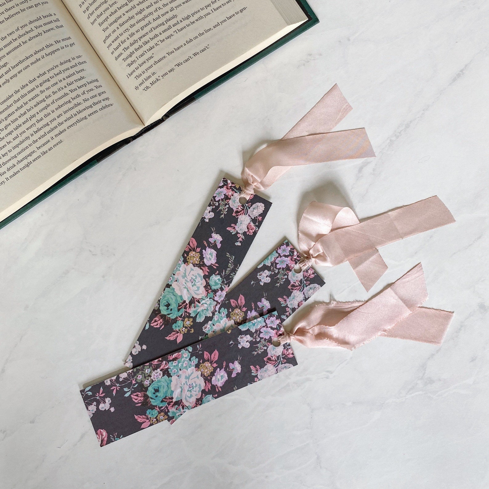 Silk Ribbon Bookmark Floral Bookmark Sparkmarks Handmade Etsy