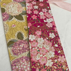 Silk Ribbon Bookmarks Japanese Bookmarks, Sakura and Primrose Floral Art Designs, SparkMarks Handmade Bookmarks, Mothers Day Gift image 2