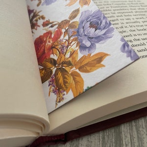 Victorian Art Floral Bookmark, Vintage Floral Bookmark White with Tassel, Cute Bookstagrammer Props, Bookmarks with Tassels, Sparkmarks image 2