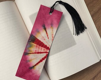 Lokta Tie Dye Bookmark with Tassel, Bohemian Style Bookmarks, Gift for Best Friend, Reading Accessories