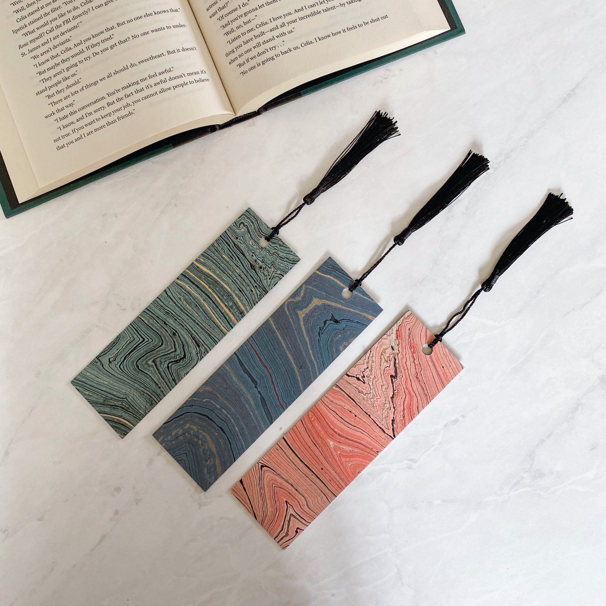 Small Marble Bookmarks Gift Wrapped Bookmarks Colorful Etsy