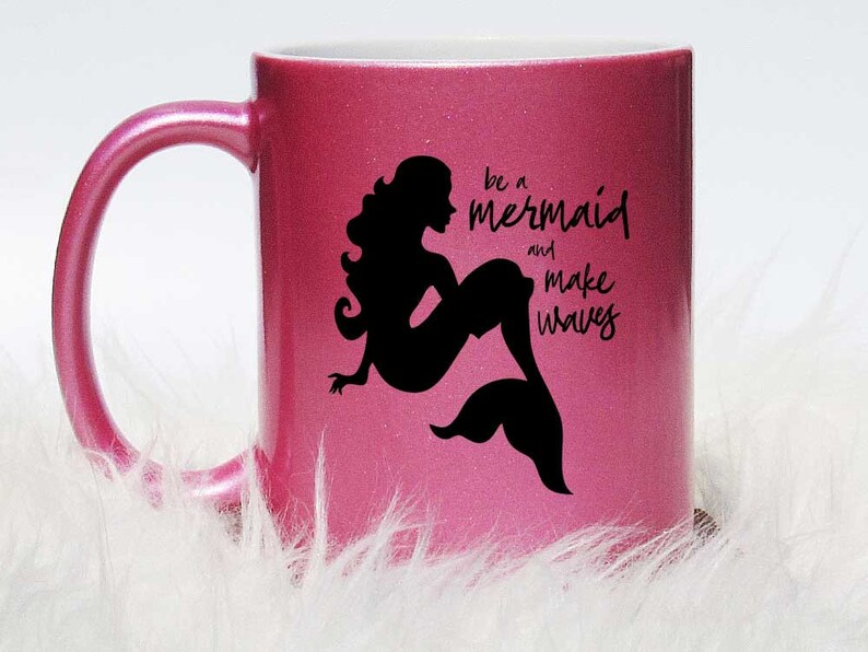 Be A Mermaid And Make Waves Coffee Mug Mermaid Coffee Mug Etsy