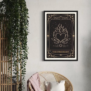 Throne of Glass Poster, Fireheart Wall Art, Bookish Gifts, Sarah J Maas Quote Print, Aelin Print, Throne of Glass Printable Art, Tarot Art