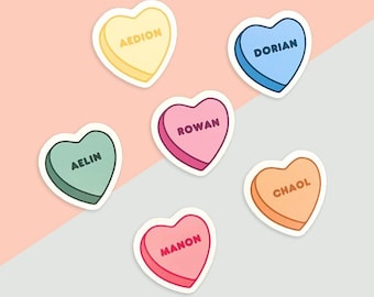 Throne of Glass Sticker Pack of 6, Candy Hearts Stickers, bookish stickers, SJM book boyfriend sticker, book lover gift, romantasy sticker