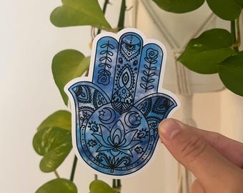Hamsa Sticker, sticker for laptop, water bottle sticker, Hand of Fatima sticker, Jewish sticker, spiritual gift idea, hamsa hand decal