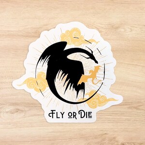 Fourth Wing Sticker, Fly or Die quote sticker, Tairn and Andarna Sticker, bookish gifts, book lover gift, Basgiath Sticker, Dragon Sticker