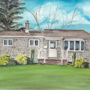 Watercolor house portrait from photo, house painting gift for couple, realtor closing gift, paper anniversary gift for wife, first home gift