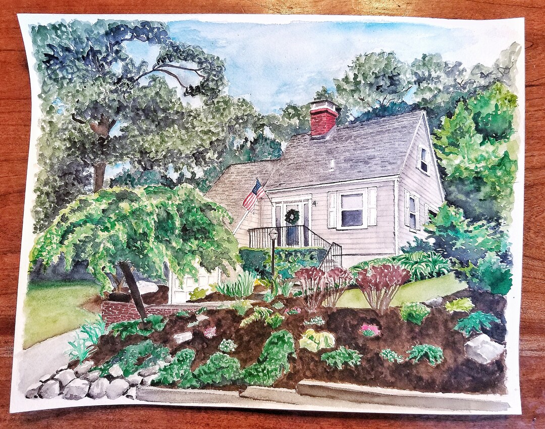 Custom Watercolor House Portrait, First Home Gift for Newlyweds ...