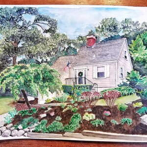 Custom watercolor house portrait, first home gift for newlyweds, realtor closing gift, unique housewarming gift, house painting from photo