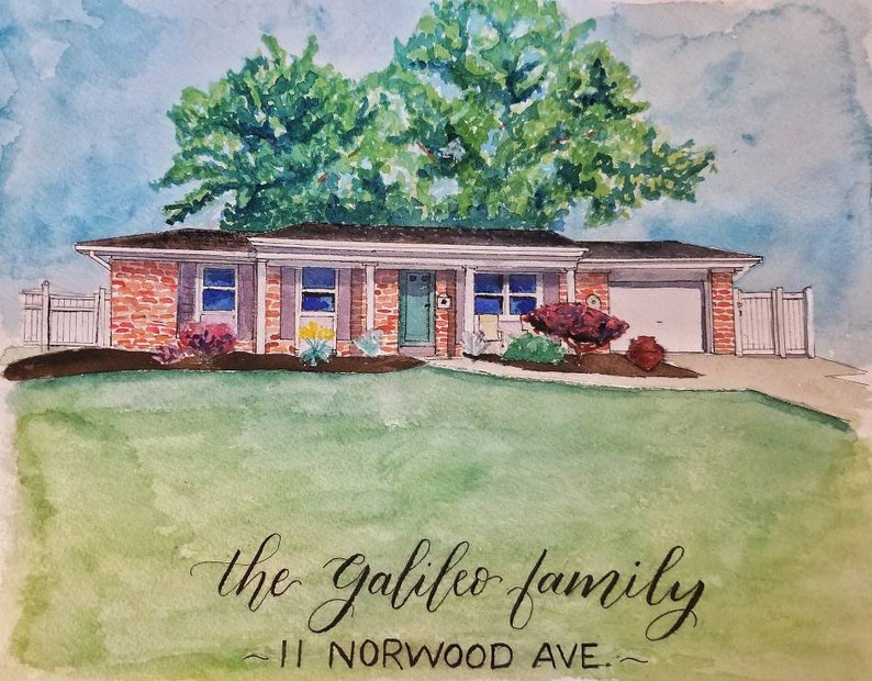 Custom Watercolor House Portrait First Home Painting Realtor Etsy