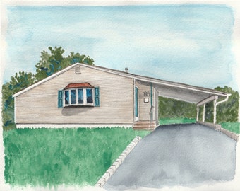 Custom watercolor house portrait for realtor closing gift, painting of house from photo, unique Christmas gift for newlyweds, house painting