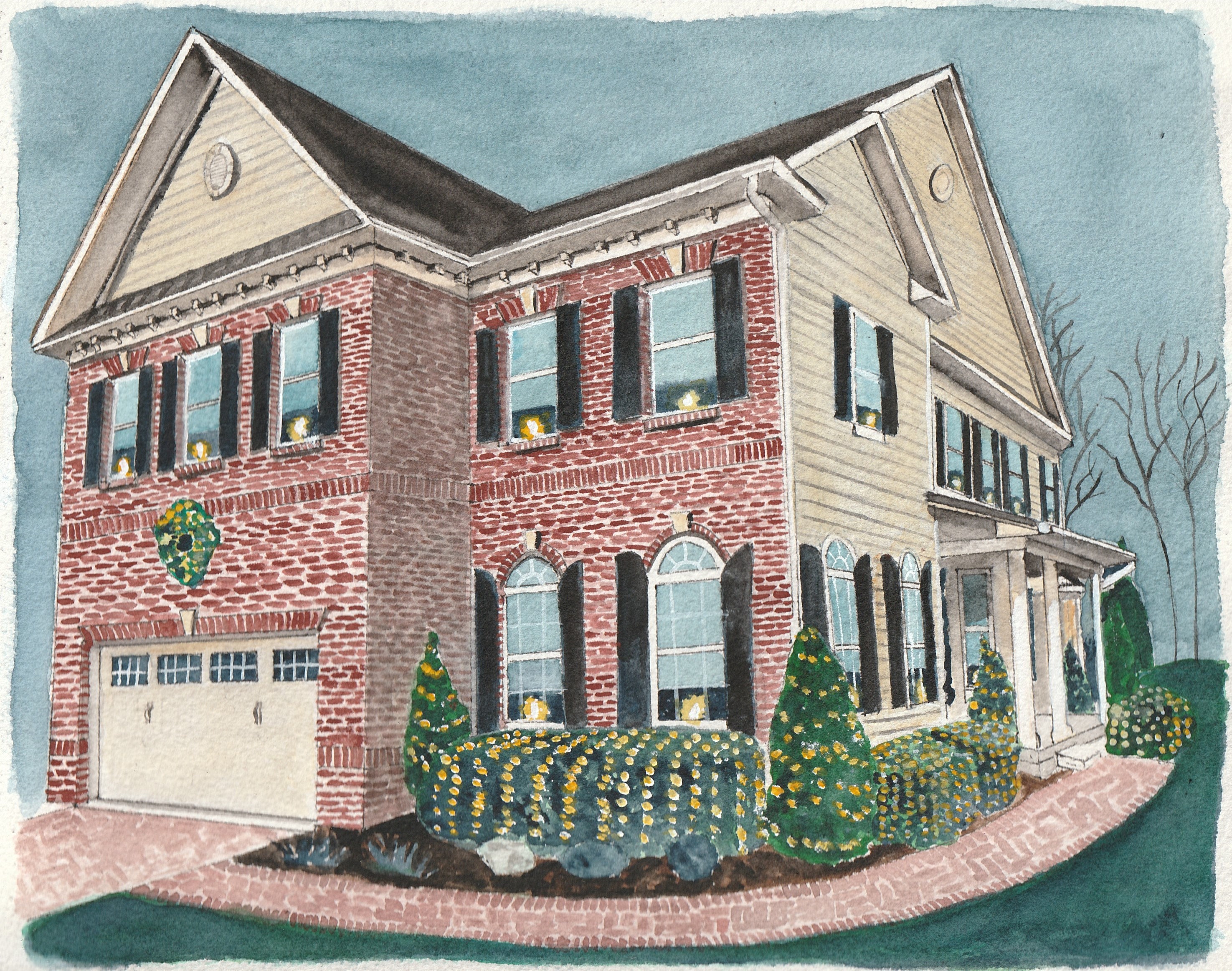 Custom Watercolor House Portrait, First Home Gift for Newlyweds ...