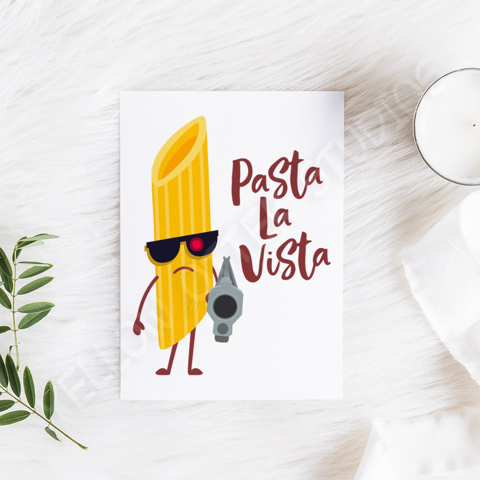 Funny Pasta Greeting Card Pasta La Vista Pasta Quotes Etsy