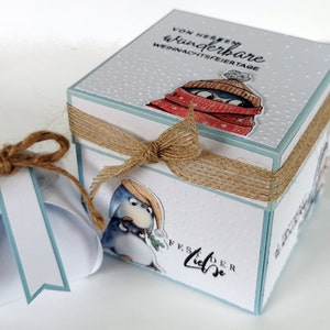 Explosionsbox mit kleiner Schachtel personalisierbar Pinguine