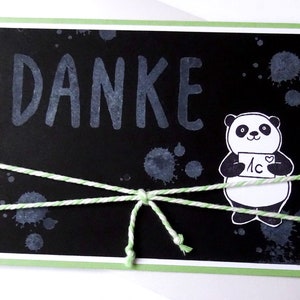 Danksagung Einschulung, Schulanfang, Panda, Pandabär freie Farbwahl, 6er Set