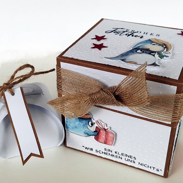 Cute explosion box with small box of personalized penguins