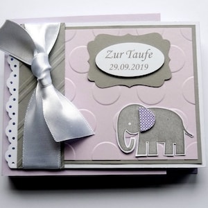 Geldgeschenk Taufe Geburt personalisierbar Glückwunschkarte Elefant