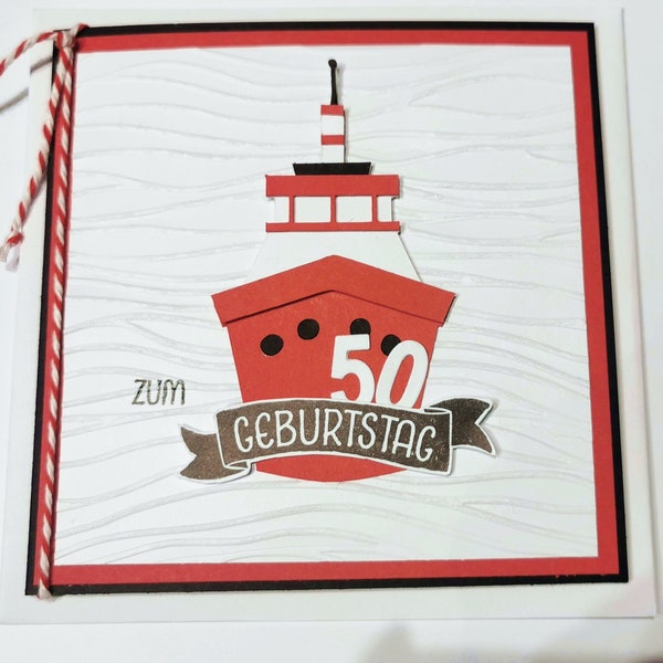 Greeting card fireboat with envelope and number