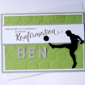 Glückwunschkarte Fußball Konfirmation Geburtstag mit Namen