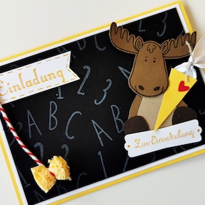 Einladung Einschulung süßer Elch 6 Stück