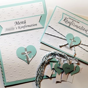 Konfirmation Set Einladung Menükarte Anhänger personalisiert