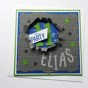 Einladung Kindergeburtstag, Geburtstag, coole, Graffiti freie Farbwahl, XL, 6 Stück