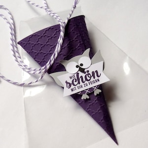 Gastgeschenk, Mitgebsel, Mini-Schultüte Eulen, 10er Set
