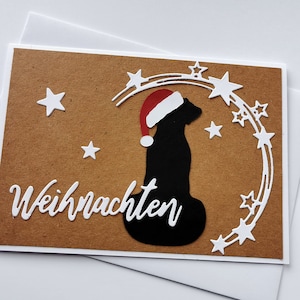 Weihnachtskarte Labrador Hund mit Weihnachtsmütze