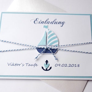 Einladungskarte Boot Taufe Konfirmation Glaube Liebe Hoffnung 6 Stück