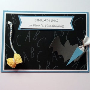 Einladung Fledermaus freie Farbwahl 6 Stück personalisiert mit Text