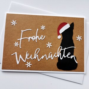 Weihnachtskarte Hund mit Weihnachtsmütze