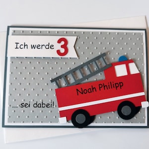 6 Einladung Geburtstag Feuerwehr mit Zahl und Namen