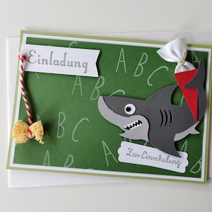 Einladung Einschulung frecher Haifisch 6 Stück