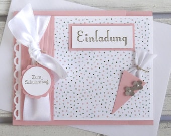 Einladung Schulanfang Einschulung Schultüte mit Text und Umschlag 10er Set