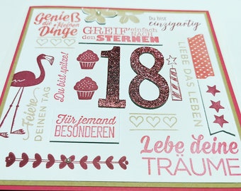 Glückwunschkarte 18ter Geburtstag personalisiert mit Namen