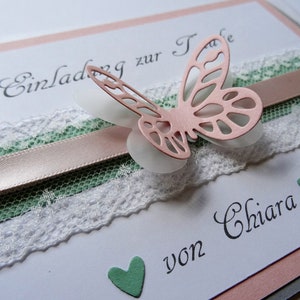 Einladung zur Taufe Schmetterling Spitze 11 Stück mit Text