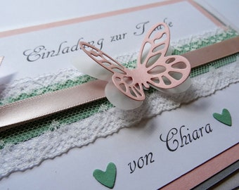 Invitation to Baptism Butterfly Lace 10 pieces with text