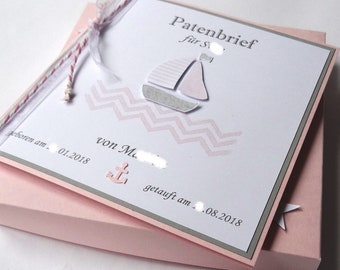 Sponsor letter boat maritim pink with cardboard