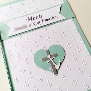 4 Menükarten mit gedruckter Einlage Glaube Liebe Hoffnung Taufe