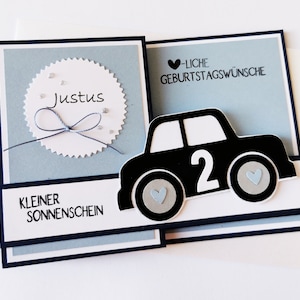 Pop up Glückwunschkarte Kindergeburtstag Geburtstag kleines schwarzes Auto