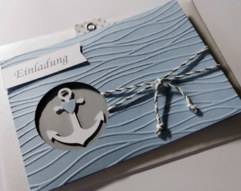 Invitation baptism maritime anchor 10 pieces