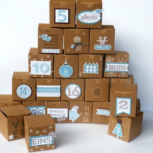 Kinder-Adventskalender- turbulente kleine Schachteln, blau